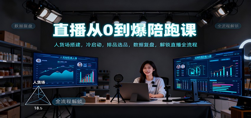 直播从0到爆陪跑课：人货场搭建，冷启动，排品选品，数据复盘，解锁直播全流程_豪客资源创业网-豪客资源_豪客资源库