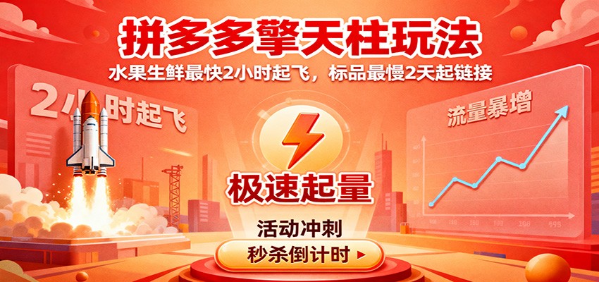 拼多多擎天柱玩法，水果生鲜最快2小时起飞，标品最慢2天起链接_豪客资源创业网-豪客资源_豪客资源库