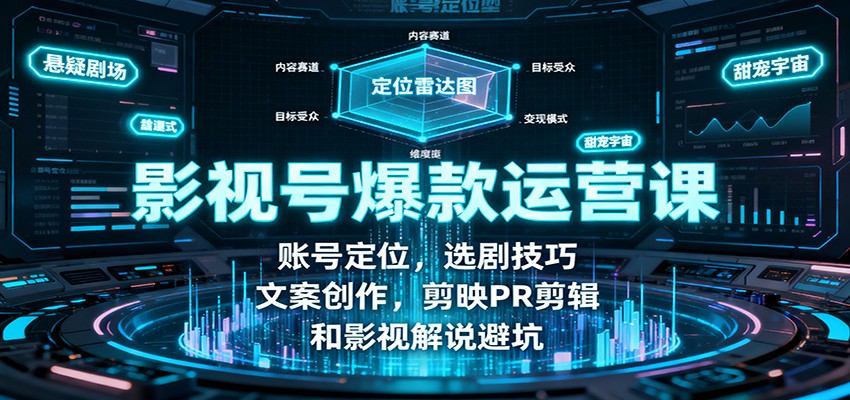 影视号爆款运营课：账号定位，选剧技巧，文案创作，剪映PR剪辑和影视解说避坑_豪客资源创业网-豪客资源_豪客资源库