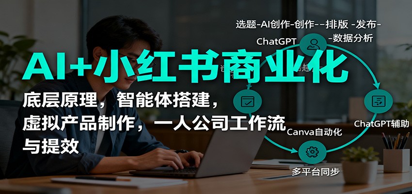 AI+小红书商业化，底层原理，智能体搭建，虚拟产品制作，一人公司工作流与提效_豪客资源创业网-豪客资源_豪客资源库