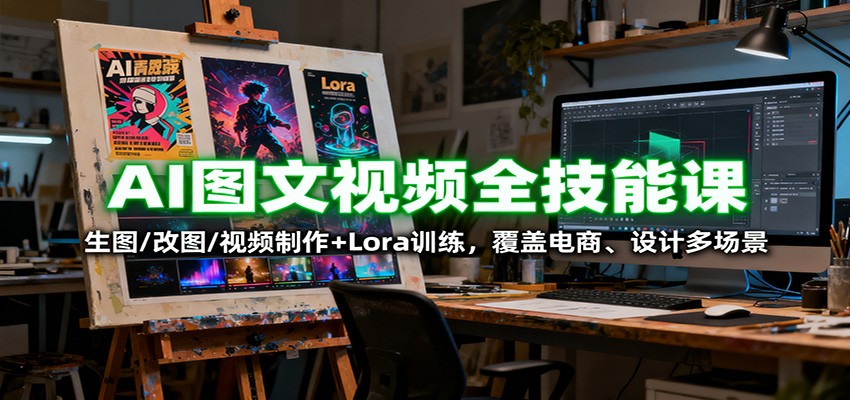 AI图文视频全技能课：生图/改图/视频制作+Lora训练，覆盖电商 、设计多场景_豪客资源创业网-豪客资源_豪客资源库