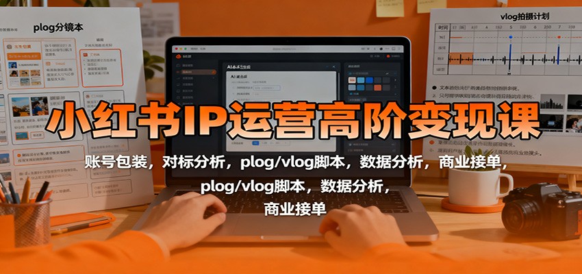 小红书IP运营高阶变现课：账号包装，对标分析，plog/vlog脚本，数据分析，商业接单_豪客资源创业网-豪客资源_豪客资源库