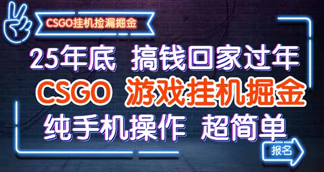 （16343期）25年底搞钱回家过年，CSGO游戏挂机掘金，纯手机操作超简单_豪客资源创业项目网-豪客资源_豪客资源库