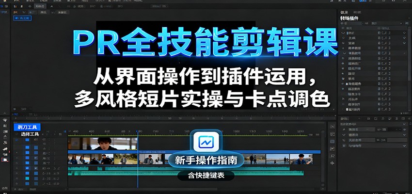 PR全技能剪辑课：从界面操作到插件运用，多风格短片实操与卡点调色_豪客资源创业网-豪客资源_豪客资源库