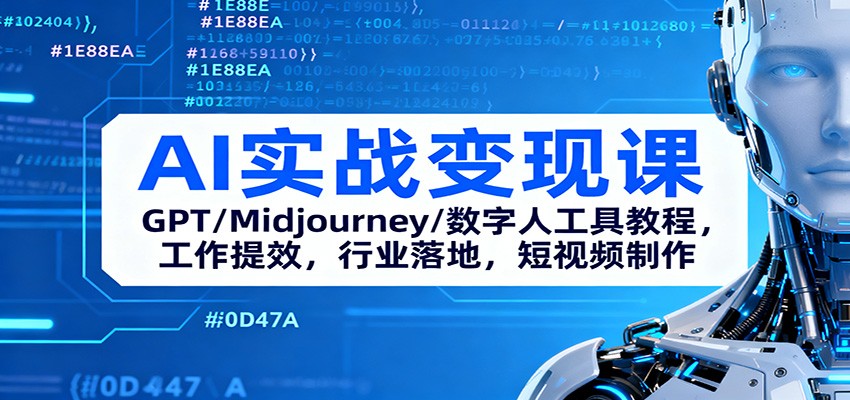 AI实战变现课：GPT/Midjourney/数字人工具教程，工作提效，行业落地，短视频制作_豪客资源创业网-豪客资源_豪客资源库