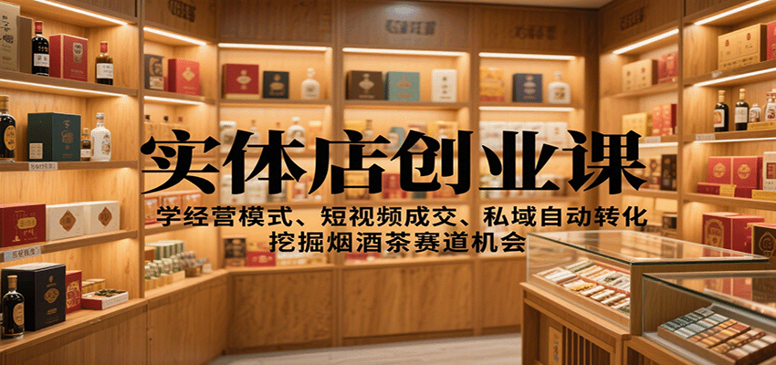实体店创业课：学经营模式、短视频成交、私域自动转化，挖掘烟酒茶赛道机会_豪客资源创业网-豪客资源_豪客资源库