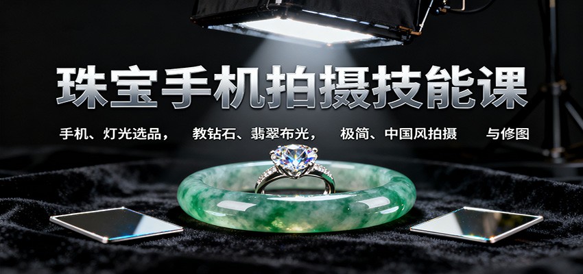 珠宝手机拍摄技能课:手机、 灯光选品，教钻石、翡翠布光，极简、中国风拍摄与修图_豪客资源创业网-豪客资源_豪客资源库