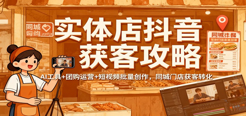 实体店抖音获客攻略：AI工具+团购运营+短视频批量创作，同城门店获客转化_豪客资源创业网-豪客资源_豪客资源库