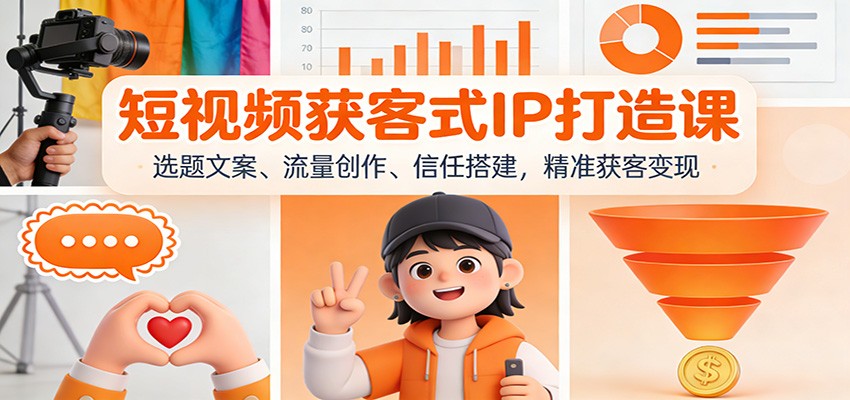 短视频获客式IP打造课：选题文案、流量创作、信任搭建，精准获客变现_豪客资源创业网-豪客资源_豪客资源库