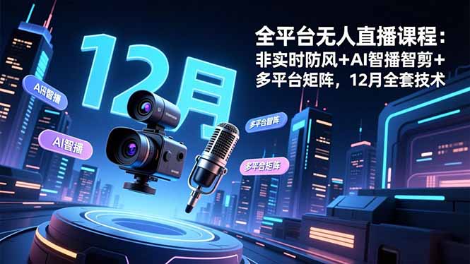 （16754期）全平台无人直播课程：非实时防风＋AI智播智剪＋多平台矩阵，12月全套技术_豪客资源创业项目网-豪客资源_豪客资源库
