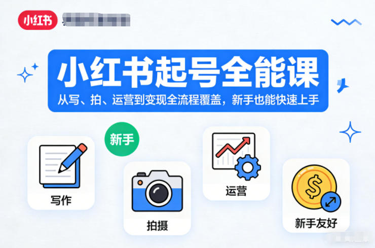 小红书起号全能课，从写、拍、运营到变现全流程覆盖，新手也能快速上手——豪客资源创业项目网-豪客资源_豪客资源库