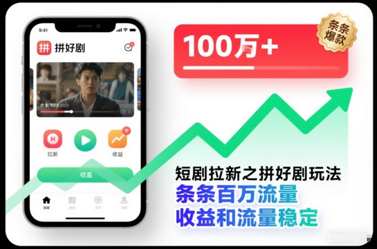 短剧拉新之拼好剧玩法，条条百万流量，收益和流量稳定——豪客资源创业项目网-豪客资源_豪客资源库