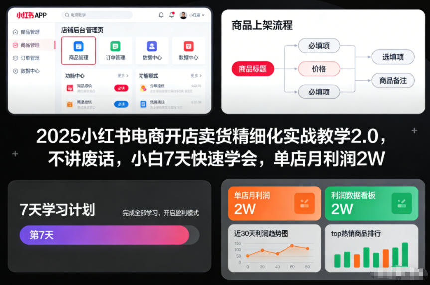 2025小红书电商开店卖货精细化实战教学2.0，不讲废话，小白7天快速学会，单店月利润2W——豪客资源创业项目网-豪客资源_豪客资源库