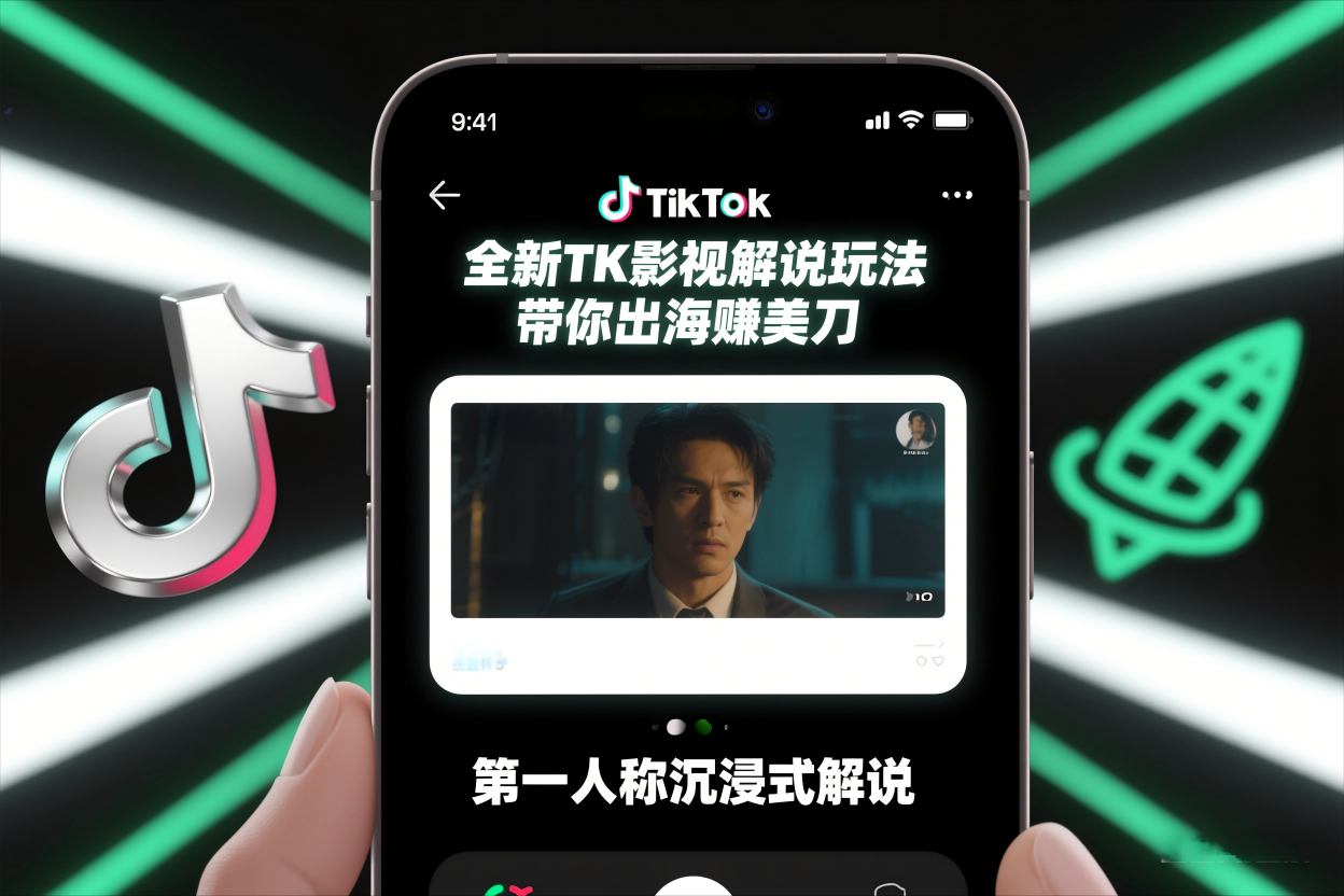 TikTok第一人称影视解说教学，全新TK影视解说玩法，带你出海賺美刀——豪客资源创业项目网-豪客资源_豪客资源库