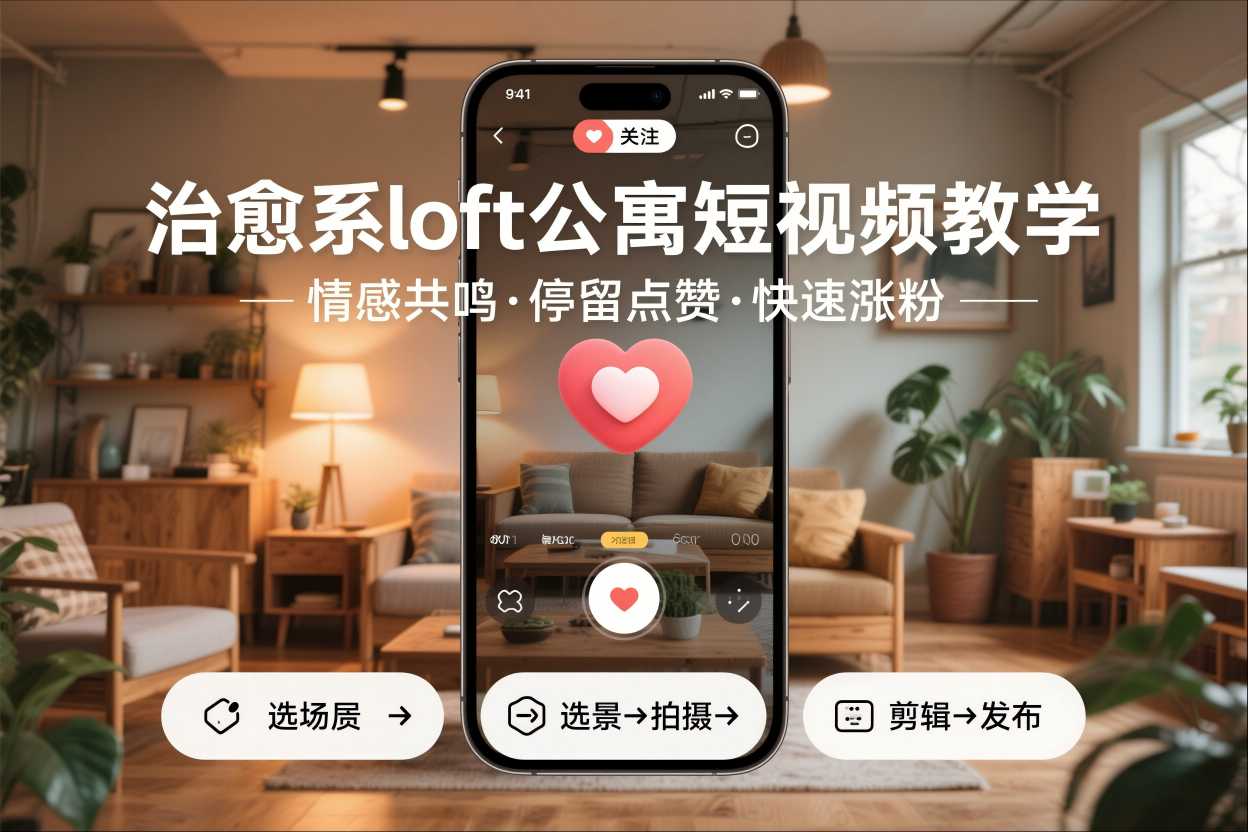 治愈系loft公寓短视频制作教学，情感共鸣引停留点赞关注，快速起号涨粉——豪客资源创业项目网-豪客资源_豪客资源库