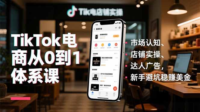 （16818期）TikTok电商从0到1体系课，市场认知、店铺实操、达人广告，新手避坑稳赚美金_豪客资源创业项目网-豪客资源_豪客资源库