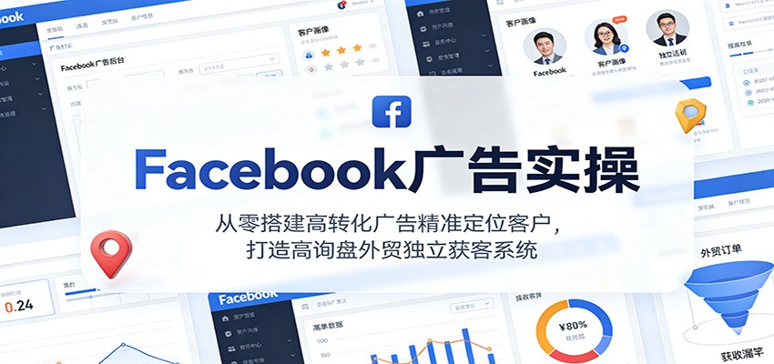 Facebook广告实操，从零搭建高转化广告精准定位客户，打造高询盘外贸独立获客系统_豪客资源创业网-豪客资源_豪客资源库