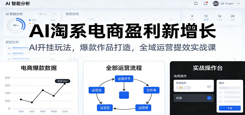 AI淘系电商盈利新增长，AI开挂玩法，爆款作品打造，全域运营提效实战课_豪客资源创业网-豪客资源_豪客资源库