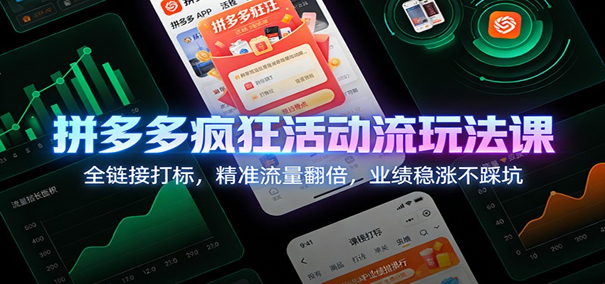 拼多多疯狂活动流玩法课：全链接打标，精准流量翻倍，业绩稳涨不踩坑_豪客资源创业网-豪客资源_豪客资源库