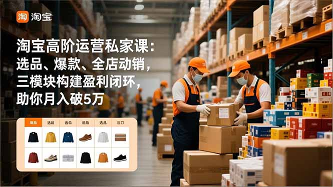 （16865期）淘宝高阶运营私家课：选品、爆款、全店动销，三模块构建盈利闭环，助你月入破5万_豪客资源创业项目网-豪客资源_豪客资源库