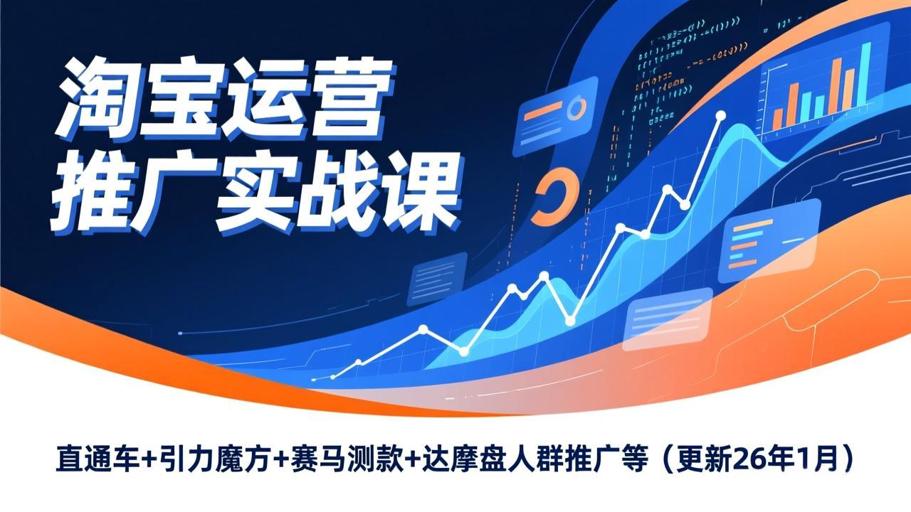 （17200期）淘宝运营推广实战课，直通车+引力魔方+赛马测款+达摩盘人群推广等（更新26年1月）_豪客资源创业项目网-豪客资源_豪客资源库