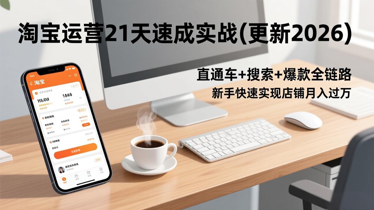 （17201期）淘宝运营21天速成实战(更新2026)，直通车+搜索+爆款全链路，新手快速实现店铺月入过万_豪客资源创业项目网-豪客资源_豪客资源库