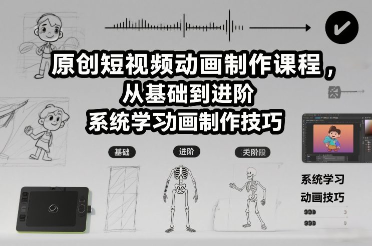 原创短视频动画制作课程，从基础到进阶，系统学习动画制作技巧——豪客资源创业项目网-豪客资源_豪客资源库
