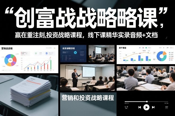 创富战略课，赢在重注时刻，营销和投资战略课程，线下课精华实录音频+文档——豪客资源创业项目网-豪客资源_豪客资源库
