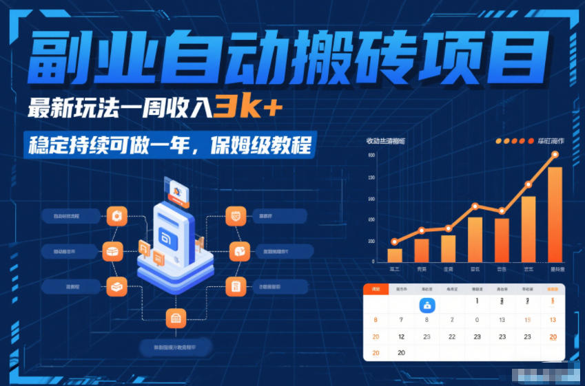 副业自动搬砖项目，最新玩法一周收入3k+，稳定持续可做一年，保姆级教程【揭秘】——豪客资源创业项目网-豪客资源_豪客资源库