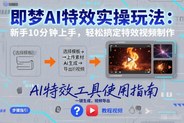 即梦AI特效实操玩法：新手10分钟上手，轻松搞定特效视频制作——豪客资源创业项目网-豪客资源_豪客资源库