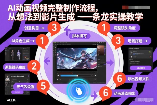 AI动画视频完整制作流程，从想法到影片生成一条龙实操教学——豪客资源创业项目网-豪客资源_豪客资源库