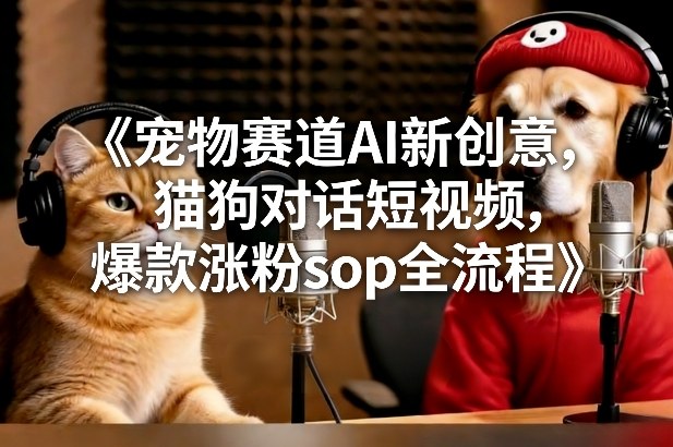 宠物赛道AI新创意，猫狗对话短视频，爆款涨粉sop全流程——豪客资源创业项目网-豪客资源_豪客资源库