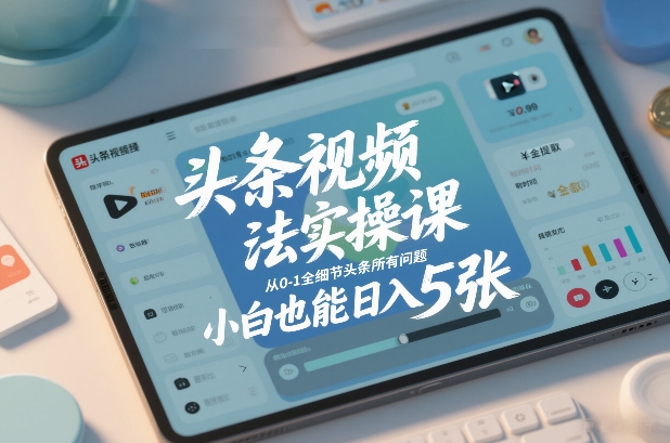 头条视频玩法实操课，从0-1全细节头条所有问题，小白也能日入5张——豪客资源创业项目网-豪客资源_豪客资源库