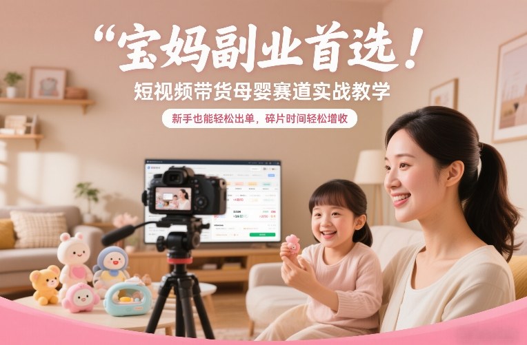 宝妈副业首选！短视频带货母婴赛道实战教学，新手也能轻松出单，碎片时间轻松增收——豪客资源创业项目网-豪客资源_豪客资源库
