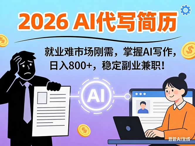 （17119期）AI代写简历，超暴利，用万能模板月入1-3万实战教程，2026年市场刚需！_豪客资源创业项目网-豪客资源_豪客资源库