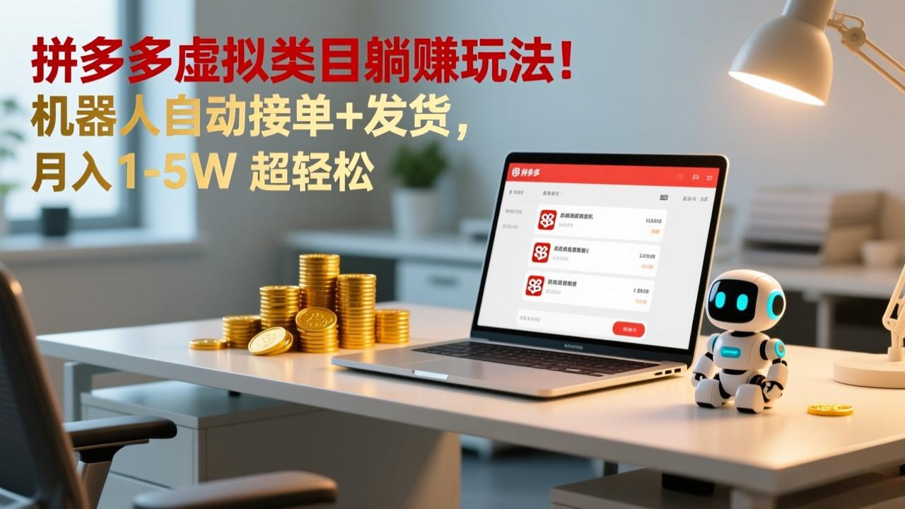 （17174期）多多虚拟类目躺赚玩法！机器人自动接单+发货，月入 1-5W 超轻松_豪客资源创业项目网-豪客资源_豪客资源库