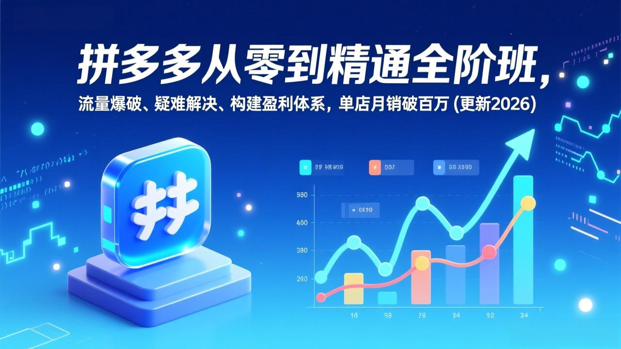 （17148期）拼多多从零到精通全阶班，流量爆破、疑难解决，构建盈利体系，单店月销破百万(更新2026)_豪客资源创业项目网-豪客资源_豪客资源库