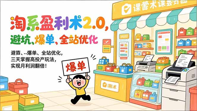 （17127期）淘系盈利术2.0，避坑、爆单、全站优化，三天掌握高投产玩法，实现月利润翻倍！_豪客资源创业项目网-豪客资源_豪客资源库