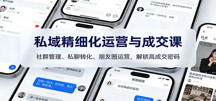 私域精细化运营与成交课：社群管理、私聊转化、朋友圈运营，解锁高成交密码_豪客资源创业网-豪客资源_豪客资源库