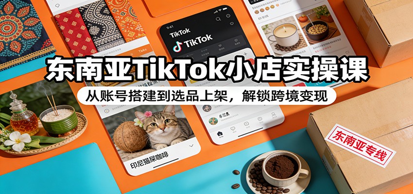 东南亚TikTok小店实操课：从账号搭建到选品上架，解锁跨境变现_豪客资源创业网-豪客资源_豪客资源库