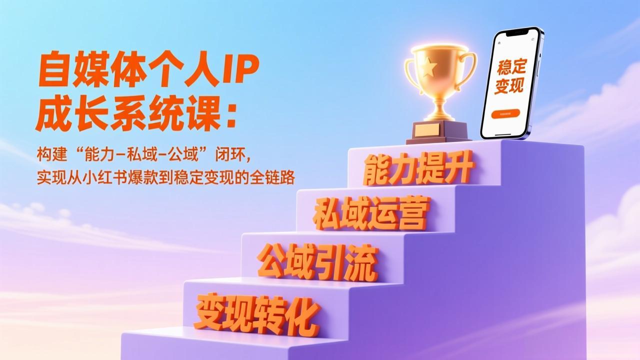 （17192期）自媒体个人IP成长系统课：构建“能力-私域-公域”闭环，实现从小红书爆款到稳定变现的全链路_豪客资源创业项目网-豪客资源_豪客资源库