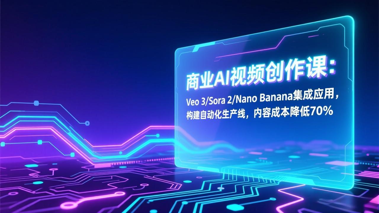 （17070期）商业AI视频创作课：Veo 3/Sora 2/Nano Banana集成应用，构建自动化生产线，内容成本降低70%_豪客资源创业项目网-豪客资源_豪客资源库