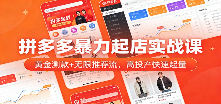 拼多多暴力起店实战课：黄金测款+无限推荐流，高投产快速起量_豪客资源创业网-豪客资源_豪客资源库