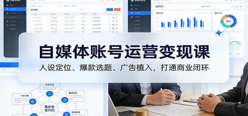 自媒体账号运营变现课：人设定位、爆款选题、广告植入，打通商业闭环_豪客资源创业网-豪客资源_豪客资源库