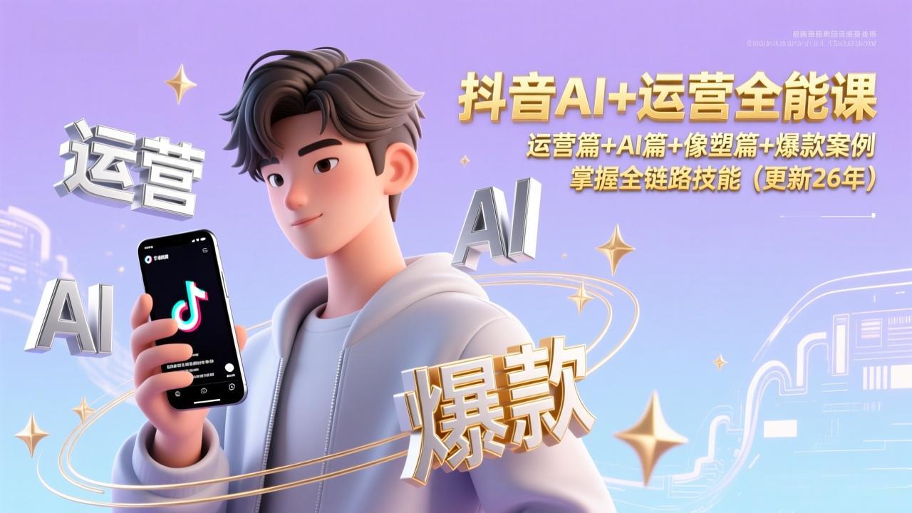 （17078期）抖音AI+运营全能课，运营篇+AI篇+像塑篇+爆款案例，掌握全链路技能（更新26年）_豪客资源创业项目网-豪客资源_豪客资源库