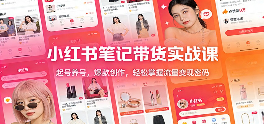 小红书笔记带货实战课：起号养号，爆款创作，轻松掌握流量变现密码_豪客资源创业网-豪客资源_豪客资源库