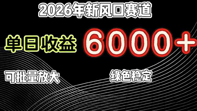 （17135期）2026年新风口赛道，当日6000+以上，可批量放大，月收入20万+，长期绿色稳定的项目_豪客资源创业项目网-豪客资源_豪客资源库