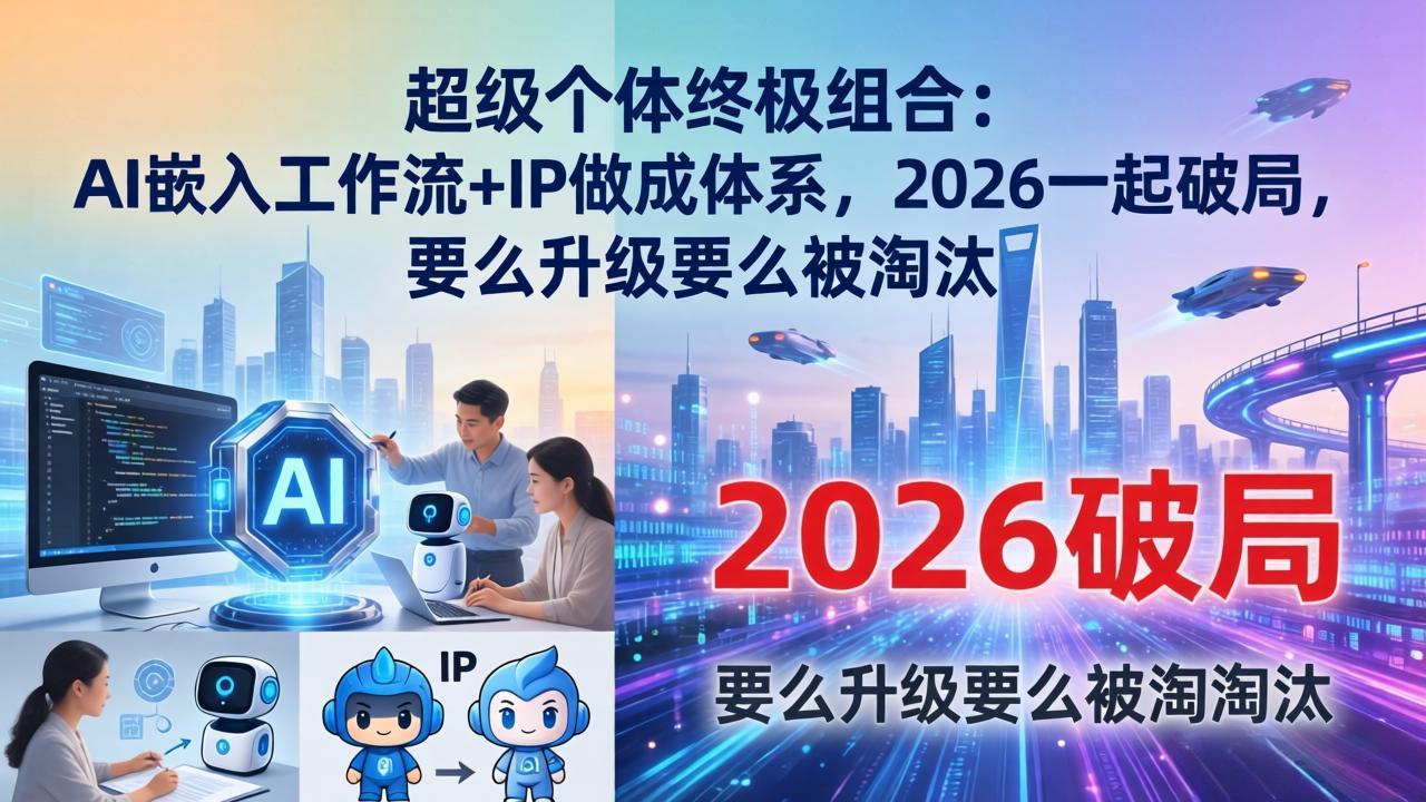 （17789期）超级个体终极组合：AI嵌入工作流+IP做成体系，2026一起破局，要么升级要么被淘汰_豪客资源创业项目网-豪客资源_豪客资源库