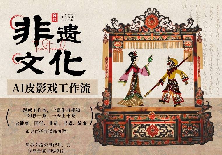 AI一键生成民俗文化非遗皮影戏视频，一刀不剪无需剪辑，30S一条，一天上百条，流量财富嘎嘎猛——豪客资源创业项目网-豪客资源_豪客资源库