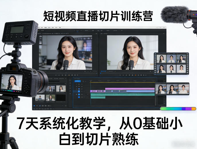 短视频直播切片训练营，7天系统化教学，从0基础小白到切片熟练——豪客资源创业项目网-豪客资源_豪客资源库